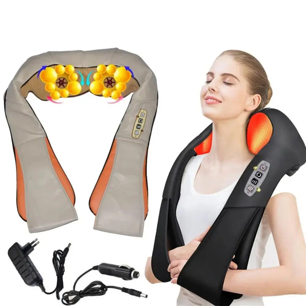Comfortable PU Leather Electrical Massager Heated Infrared Neck Massager U Shape Multifunctional Kneading Massager Back